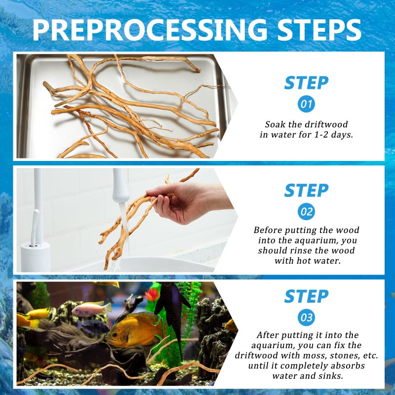 Solsew 150g Natural Driftwood for Aquarium 12''-16'' Reptile Branches Terrarium Wood Long Driftwood for Aquarium Assorted Shapes Natural Decor - Image 4