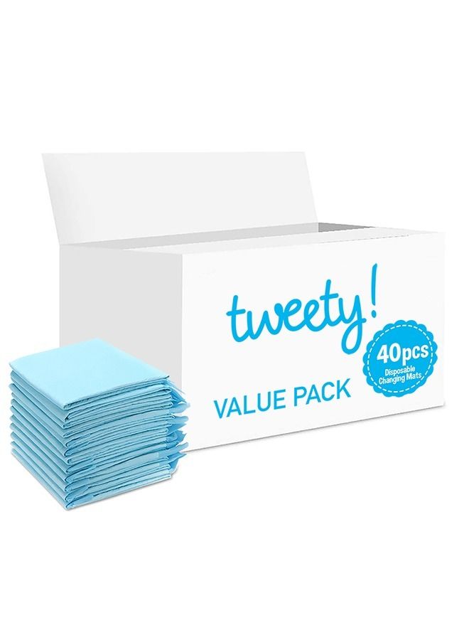 Tweety Disposable Changing Mats, 40 Counts, Soft Waterproof Mat, Portable Leak Proof Changing Mat, New Mom Leak-Proof Under pad, Mattress Table Protector Pad