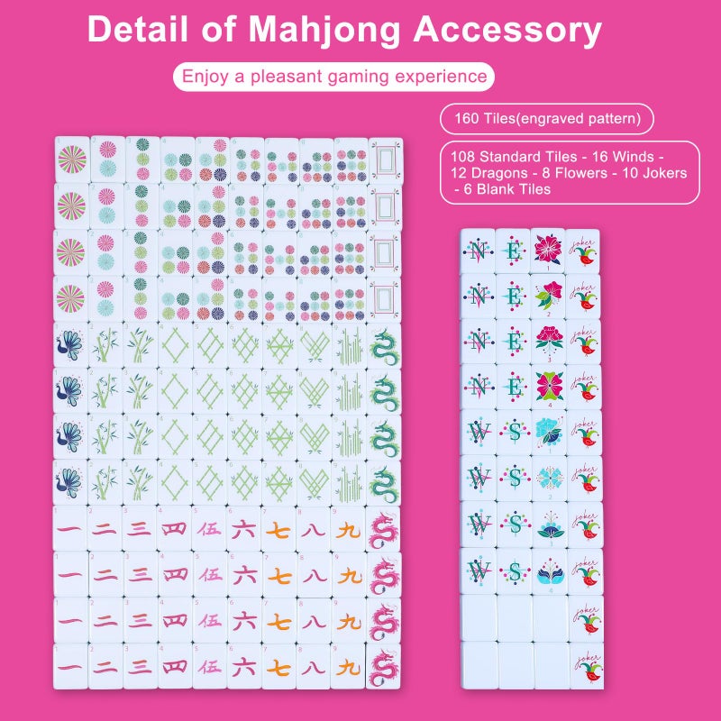 Arrowbash American Mahjong Tile Set, 160 Pcs 1.2 Inch Hand Carved Mahjong Tiles for Family Night, Ma Jiang Lovers - Image 3