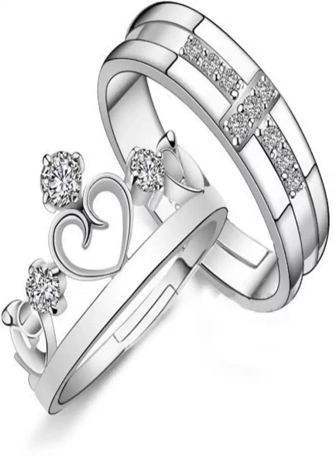 IGA COLLECTION Valentine Fashionable Stylish Trendy Look Latest Couple Crown with Cross Ring - Image 1