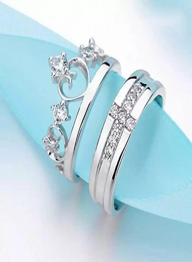 IGA COLLECTION Valentine Fashionable Stylish Trendy Look Latest Couple Crown with Cross Ring - Image 5