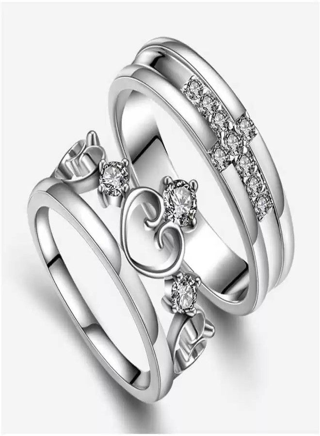 IGA COLLECTION Valentine Fashionable Stylish Trendy Look Latest Couple Crown with Cross Ring - Image 3