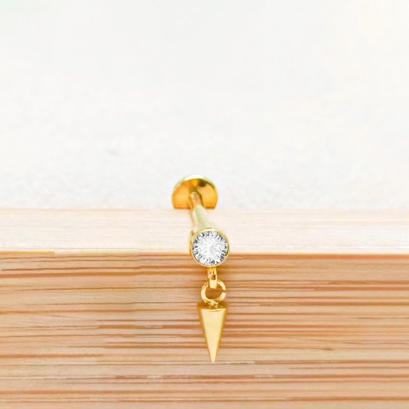F136 Titanium Alloy Lip Nail Ear Bone Nail Cone Pendant 5A Zircon Korean Flower Wing Ear Nail 1.2 Thick 0.9 Teeth - Image 1