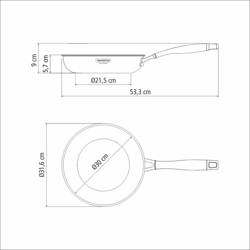 Tramontina Grano 30 cm Stainless Steel Frying Pan for Induction, Electric, Gas and Ceramic Hobs