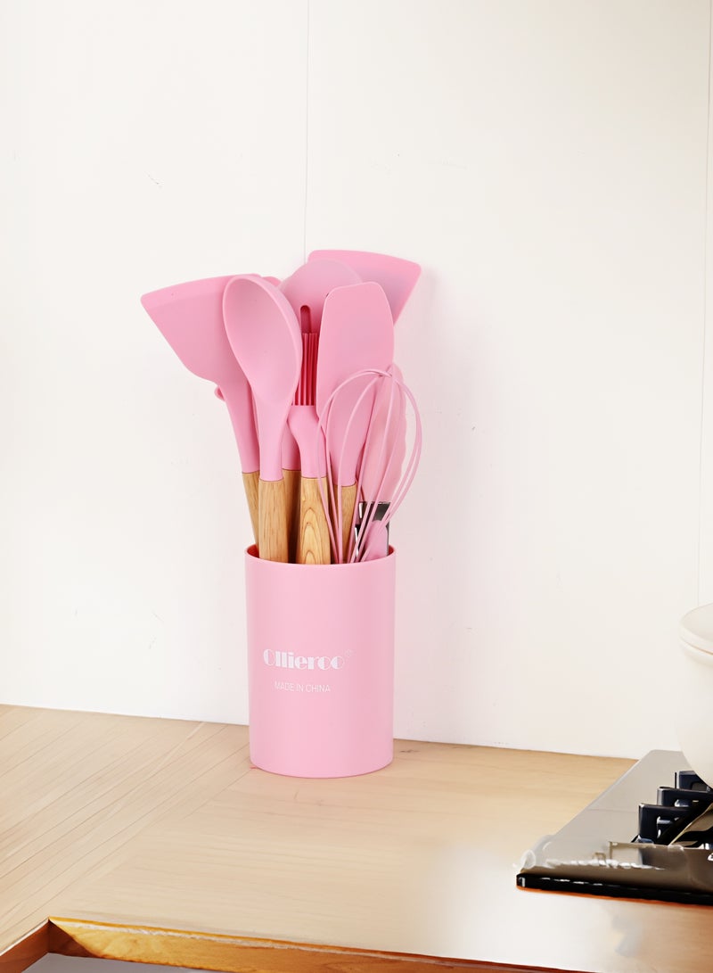 أولييرو مجموعة أدوات طهي برميلية 12 قطعة بمقبض خشبي 800 جرام - وردي - Image 5