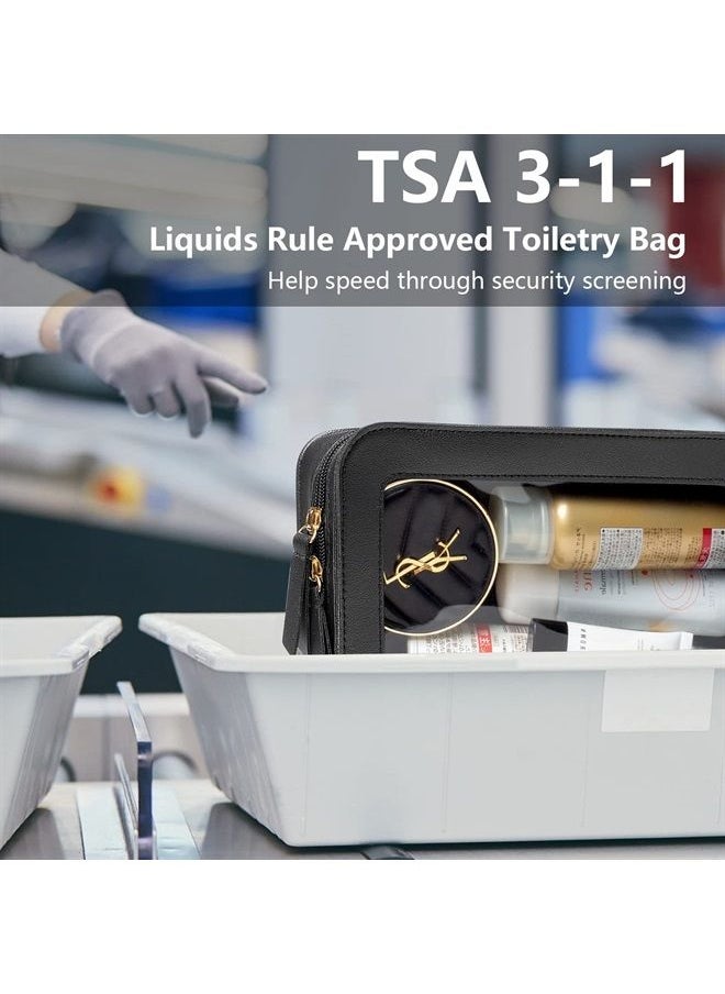 LETGO Clear Makeup Bags, TSA Approved Toiletry Bag with Zipper, Clear Makeup Organizer Fit Carry-on Travel Essentials,Clear Cosmetic Bags for Women Men (C-Black)  - Image 3