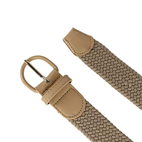 CTM Men's Elastic Braided Belt with Covered Buckle (Big & Tall Available), XXXL, Khaki - Image 2