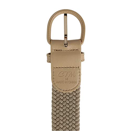 CTM Men's Elastic Braided Belt with Covered Buckle (Big & Tall Available), XXXL, Khaki - Image 3