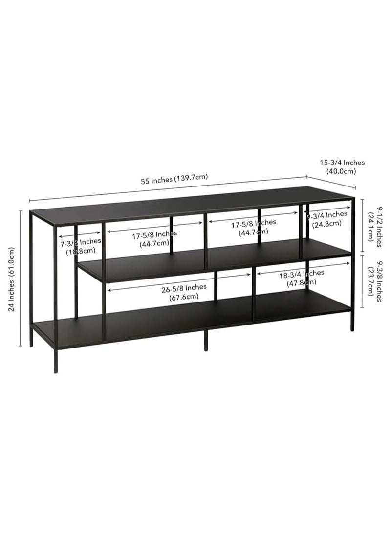 LINGWEI Floor TV Stand with Open Storage Shelve Metal TV Console Table Modern TV Stand And Coffee Table Modern TV Unit With Storage Stand Table For Living Room - Image 4
