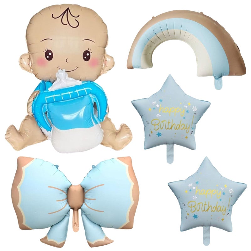 SAMOKA Baby Boy Balloons,5 PCS 19-37 Inch Baby Balloon,Baby Shower Balloons - Image 1