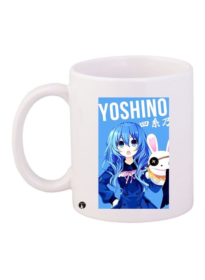 RYN Yoshino Printed Coffee Mug White/Blue/Pink 11ounce