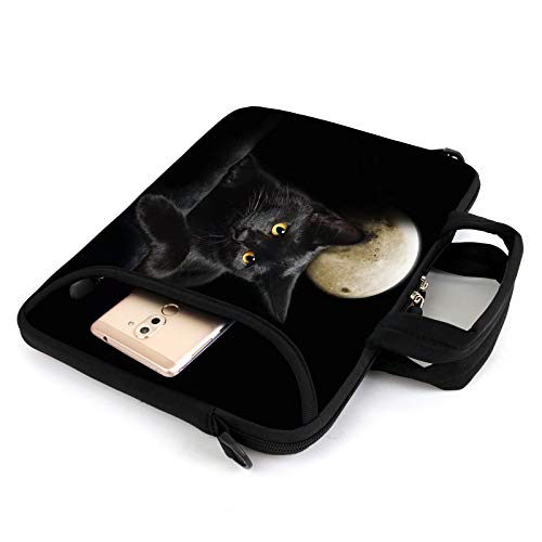 AMARY 14" 15" 15.4" 15.6" laptop sleeve chromebook case adjustable shoulder strap with handle accessory pocket for men women (Cat) - Image 5