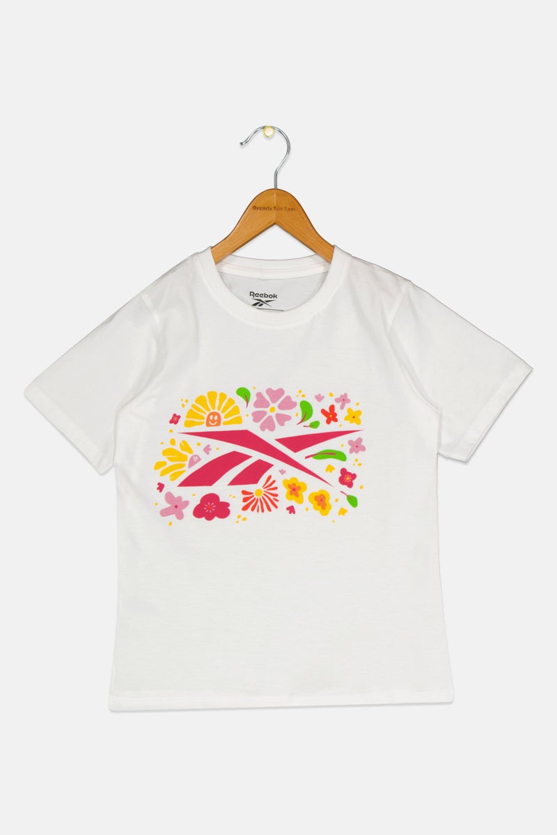 Reebok Kids Girl Sportswear Fit Short Sleeve Outdoor Top, White - Image 3