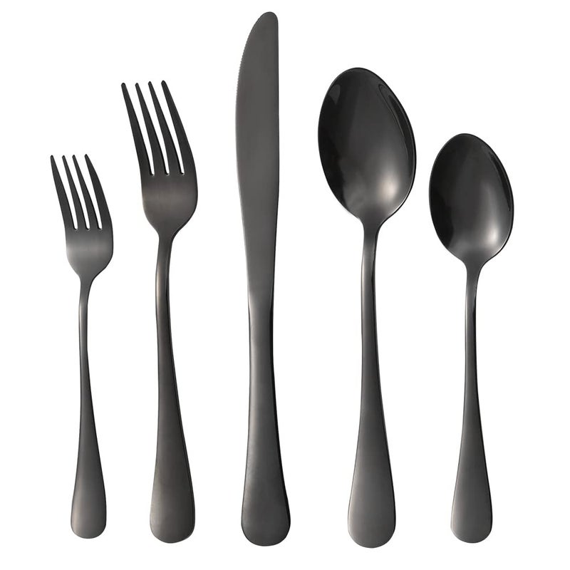 Xingjiake Black Silverware Set 40 Piece Flatware Cutlery Set For 8 Stainless Steel Forks And Spoons Silverware Set Kitchen Utensils Set Dishwasher Safe