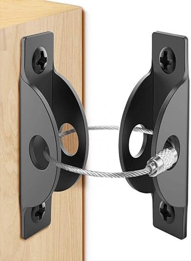 Grofly Wardrobe Wall Safety Fixings Prevention Straps for Toddler| Safety Earthquake Resistant| Furniture Wall Straps Secure Heavy Falling Durable and Reusable (Black)(Pack of 2) - Image 1