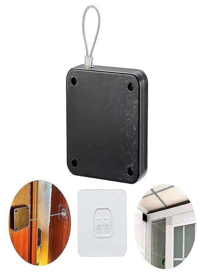 oenza Square Punch-Free Automatic Sensor Door Closer, Metal, Black, Residential and Commercial, 6.5 x 6.5 x 1.6 cm - Image 2