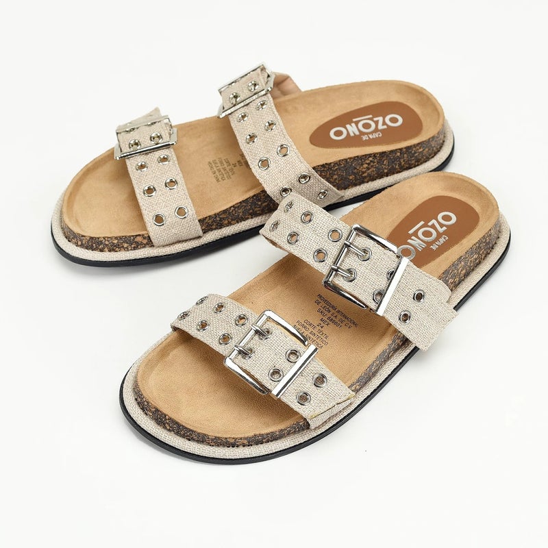 Women's Flat Slipper with Buckle and Rivet, Thick Sole - Image 2