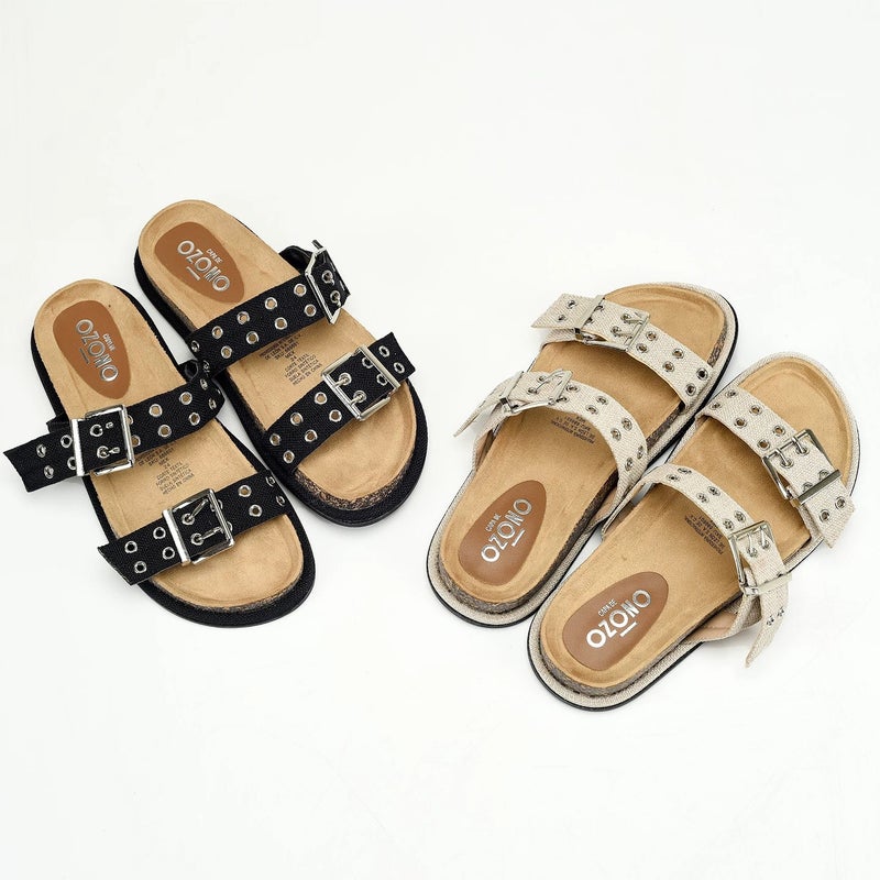 Women's Flat Slipper with Buckle and Rivet, Thick Sole - Image 3