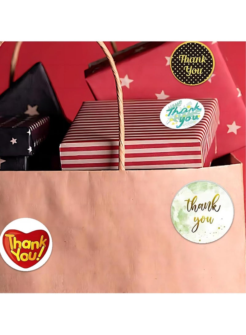 Excefore 4 Rolls 2000 Pieces Thank You Stickers, 2.5cm/1inch Self Adhesive Gift Label Stickers, Suitable for Baking Packaging, Business Letters, Envelope Seals, Decorative Presents - Image 4