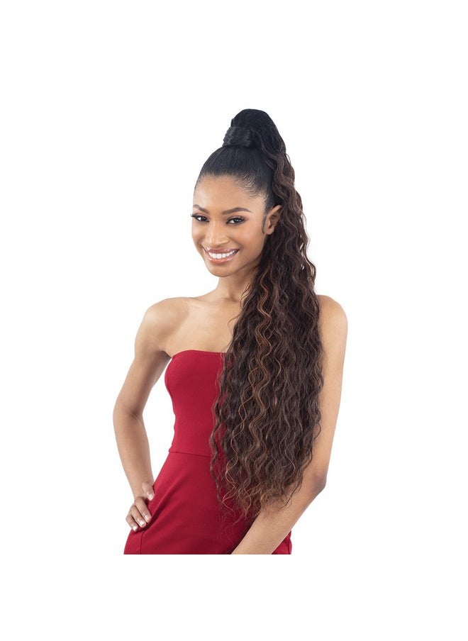 FREE TRESS Ree Tress Milky Way Organique Pony Pro Easy Wrap Around Ponytail Crimped 36'' (1B) 9.2 Ounces 1.0 Count  - Image 1
