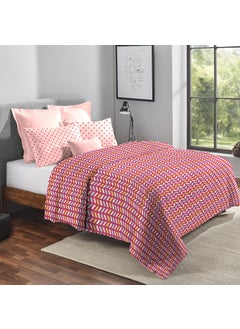 Trident Trident Feather Tales Queen Size Reversible Comforter Double Bed Blanket, 144 Thread Count, 100% Cotton Shell with 120 GSM Polyfill, AC Blanket Double Bed, Quilt - Party Mood Pink  - Image 1