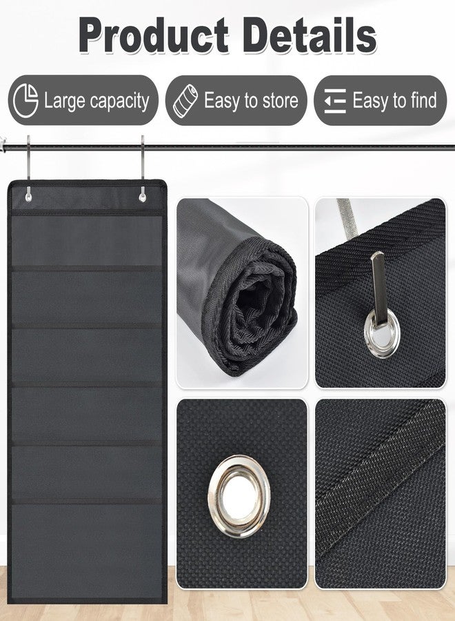 Aruihm Pocket Chart for Classroom Hanging Wall File Organizer 5 Pocket, Black Wall Storage Pocket Charts with 3 Hangers, Oxford Cloth Storage Pocket, Great for Classroom, Home or Office Use - Image 5