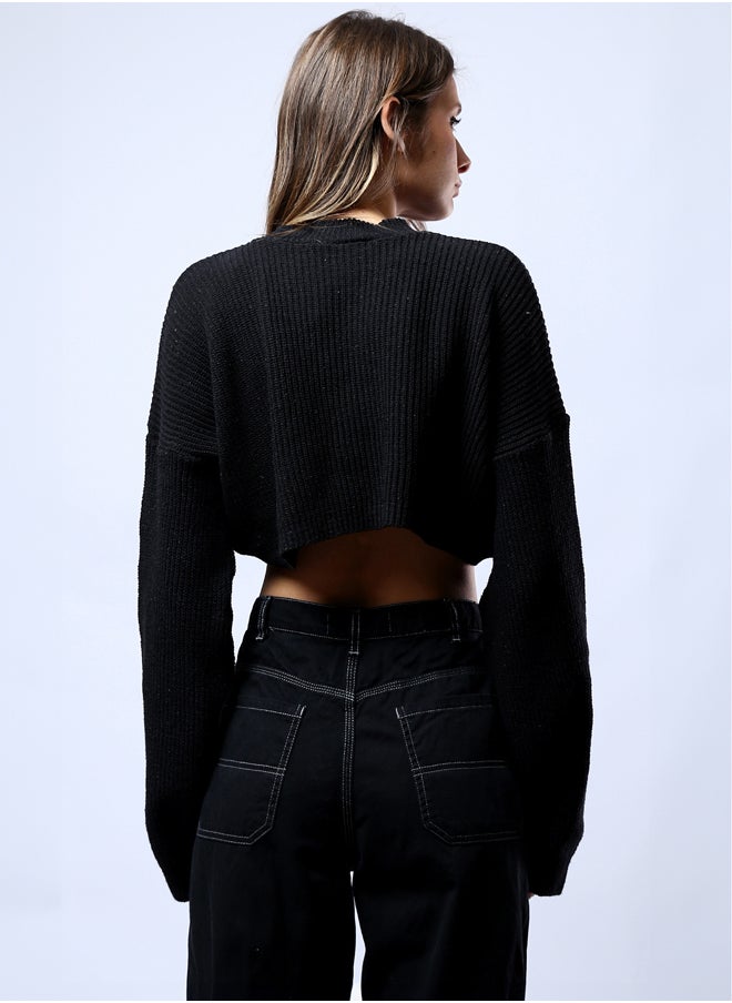 RAVIN Slip On Relaxed Black Cropped Pullover  - Image 3