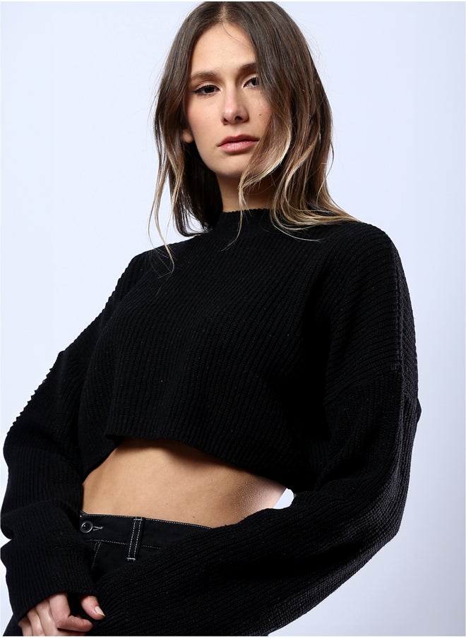 RAVIN Slip On Relaxed Black Cropped Pullover  - Image 4