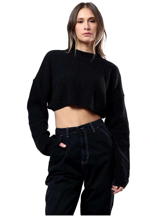 RAVIN Slip On Relaxed Black Cropped Pullover  - Image 1