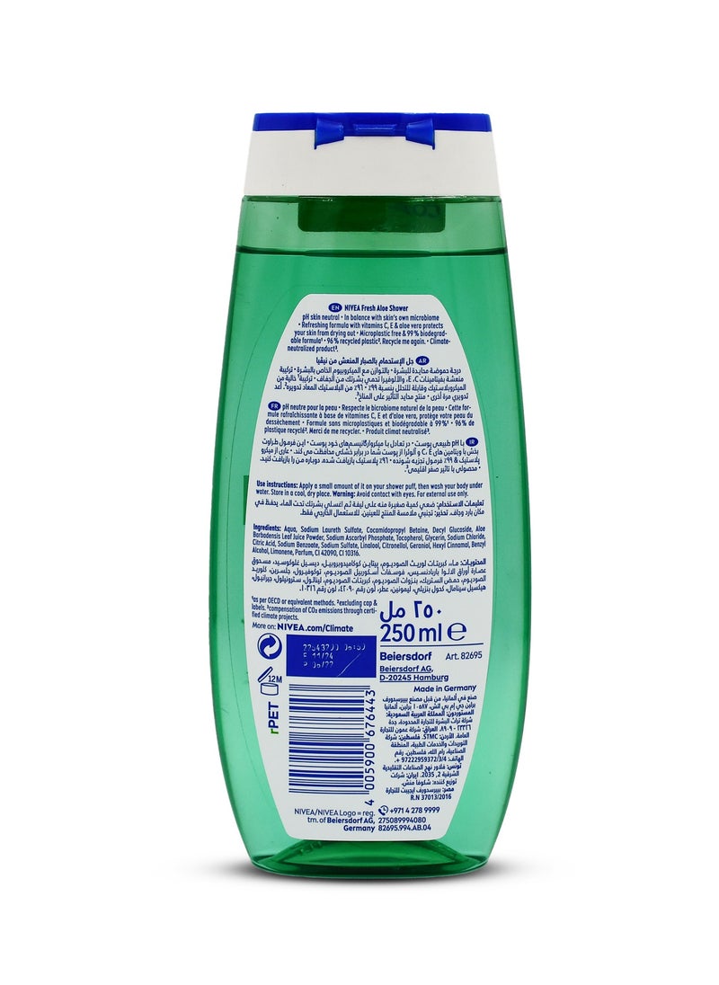 Nivea NIVEA Shower Gel Body Wash, Fresh Aloe Natural Aloe Vera Fresh Scent, 250ml  - Image 2