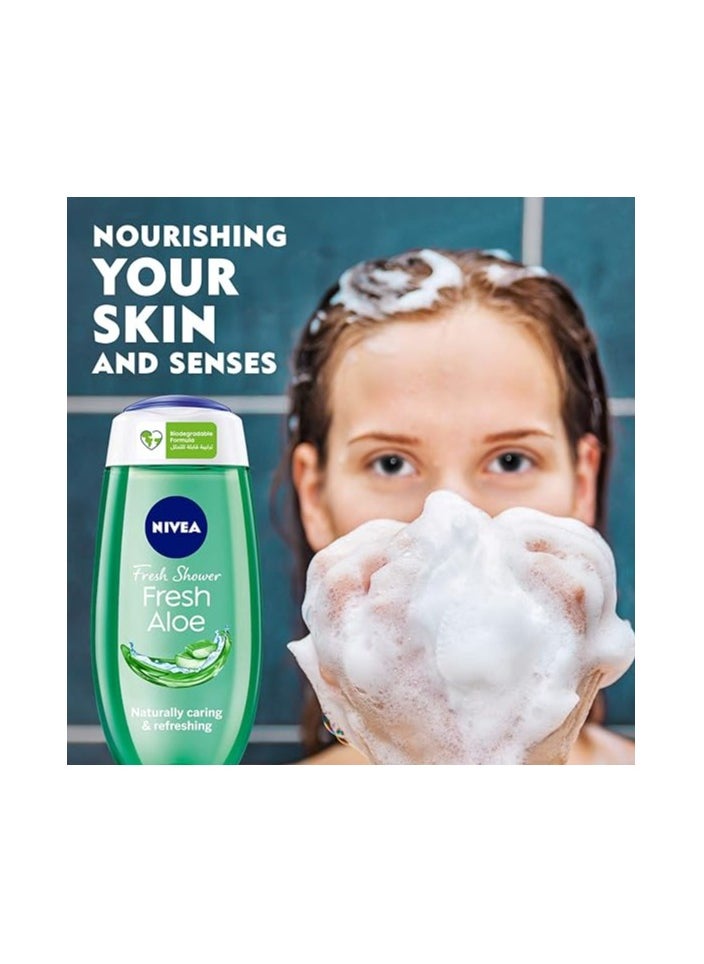 Nivea NIVEA Shower Gel Body Wash, Fresh Aloe Natural Aloe Vera Fresh Scent, 250ml  - Image 4