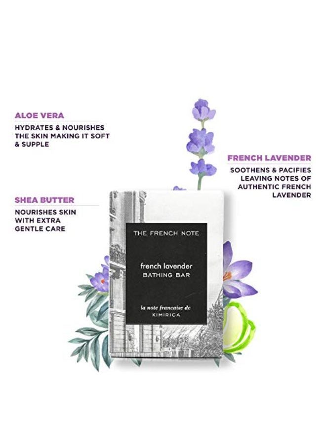 KIMIRICA - The French Note French Lavender Bathing Soap Bar, Handmade, 100% Vegan & Paraben Free, 100G - Image 1