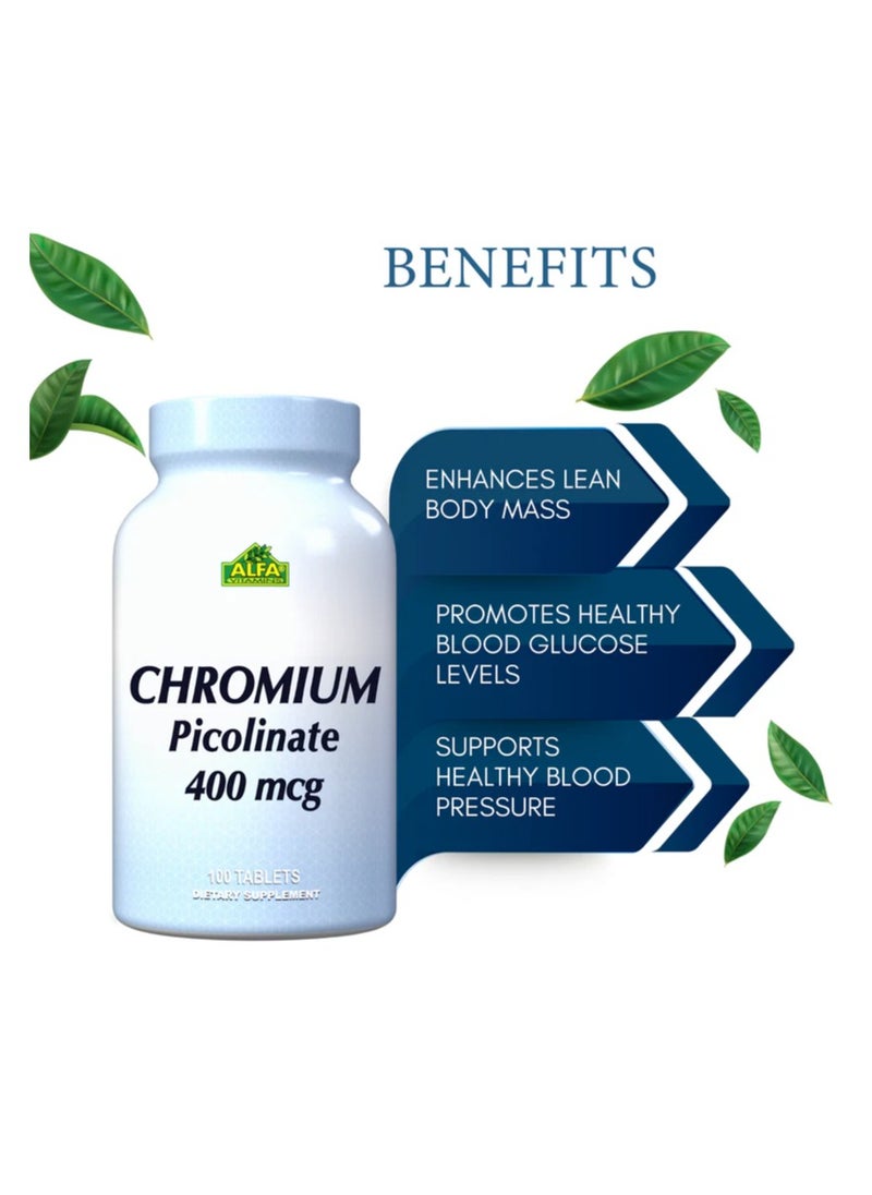 alfa vitamins Chromium Picolinate 400 mcg – 100 Tablets  - Image 3