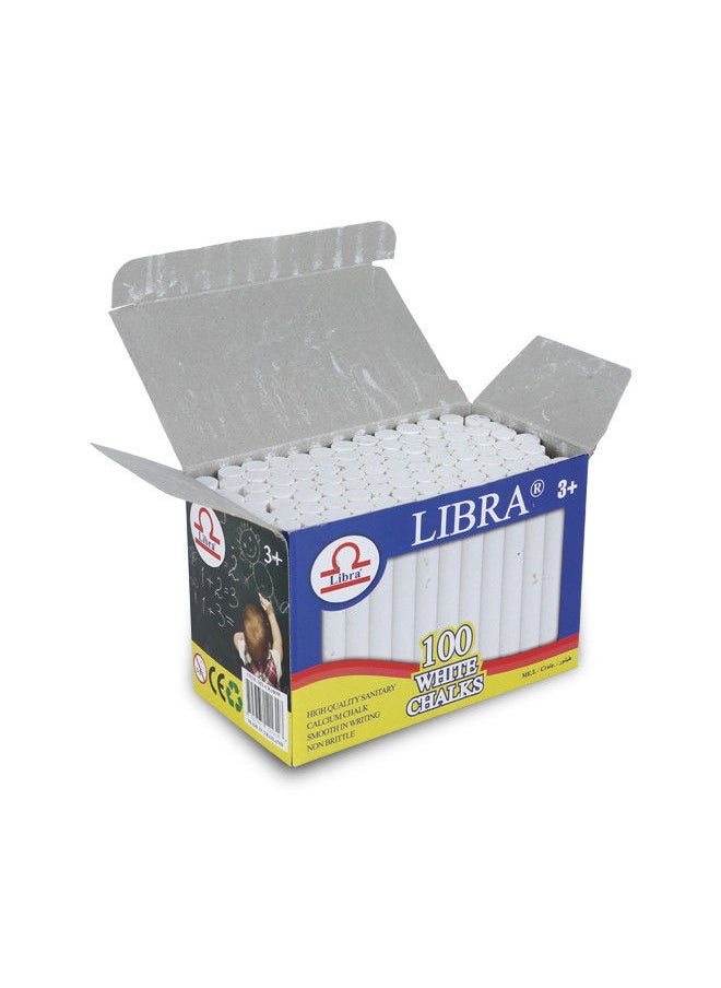 Libra High Quality Dustless White Chalks Smooth Writting Calcium Chalks Non Brittle 100 Pieces Box  - Image 3