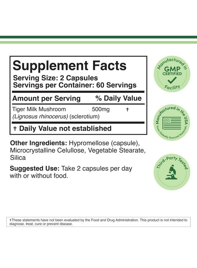 Double Wood Supplements Tigers Milk Mushroom Supplement (Lignosus Fungi) 500mg per Serving, 120 Capsules (Antioxidant for Respiratory and Lung Health Support) Vegan Safe, Non-GMO - Image 2