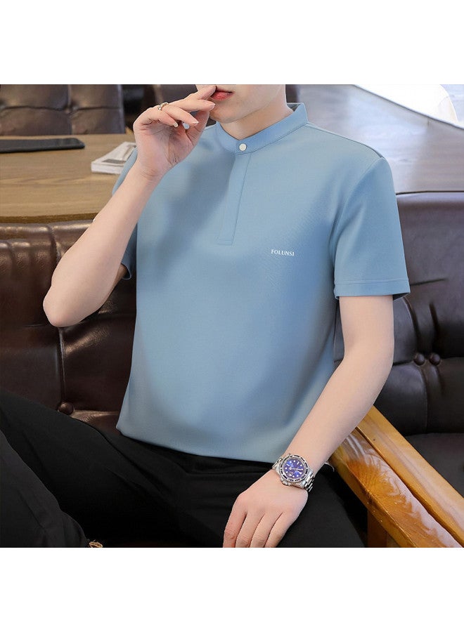 FOLUNSI Mulberry Silk + Linen Cotton】china Men's Breathable T-shirt, Summer Thin Short Sleeve Tee For Men - Image 4