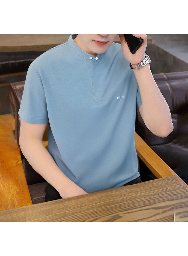 FOLUNSI Mulberry Silk + Linen Cotton】china Men's Breathable T-shirt, Summer Thin Short Sleeve Tee For Men - Image 3