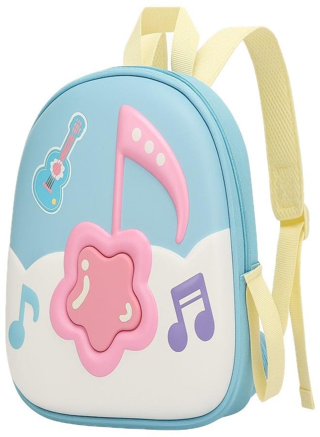 Nubby Dotss Kids Musical Theme Mini Backpack with Guitar Design, Yellow Straps, Mesh Back Panel for School, Picnic (blue) - Image 1