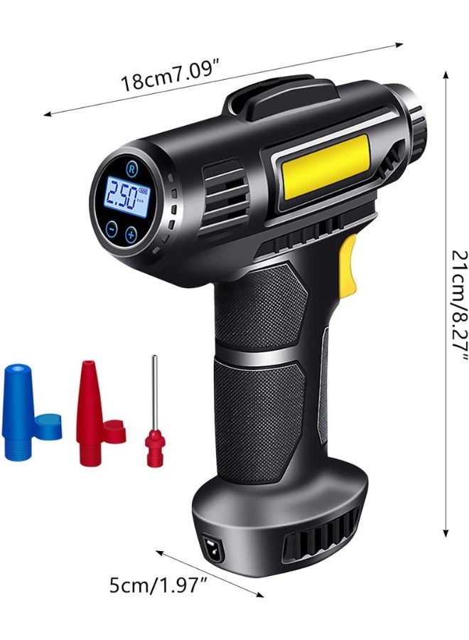 nooshi fireplace Cordless Tire Inflator Air Compressor, 2000mAh Car, bike and bicycle Tire Air Pump with LED Digital Pressure Gauge and Nozzles - Image 1