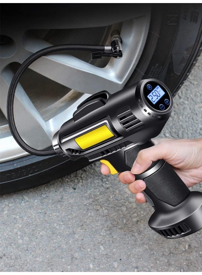 nooshi fireplace Cordless Tire Inflator Air Compressor, 2000mAh Car, bike and bicycle Tire Air Pump with LED Digital Pressure Gauge and Nozzles - Image 2