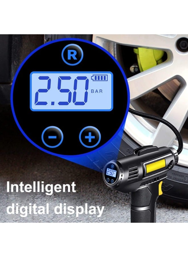 nooshi fireplace Cordless Tire Inflator Air Compressor, 2000mAh Car, bike and bicycle Tire Air Pump with LED Digital Pressure Gauge and Nozzles - Image 3