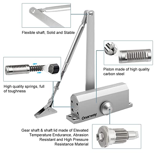 Onarway Automatic Door Closer for Home: Size 3 Spring Hydraulic Closure with Adjustable Speed for Residential and Light Commercial Doors (99-132lbs) | Soft Close & Easy Install - Image 5