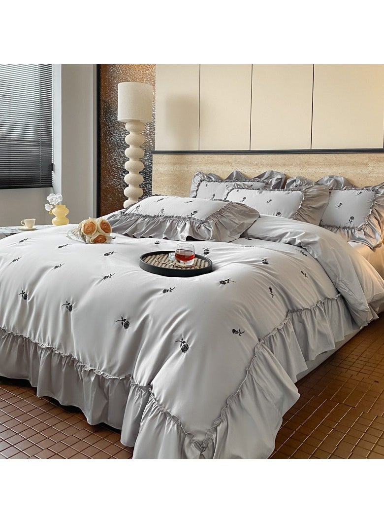 Generic Fitted Sheet Style — French High-End 60 Thread Pure Cotton Embroidered Bedding Four Piece Set  - Image 1