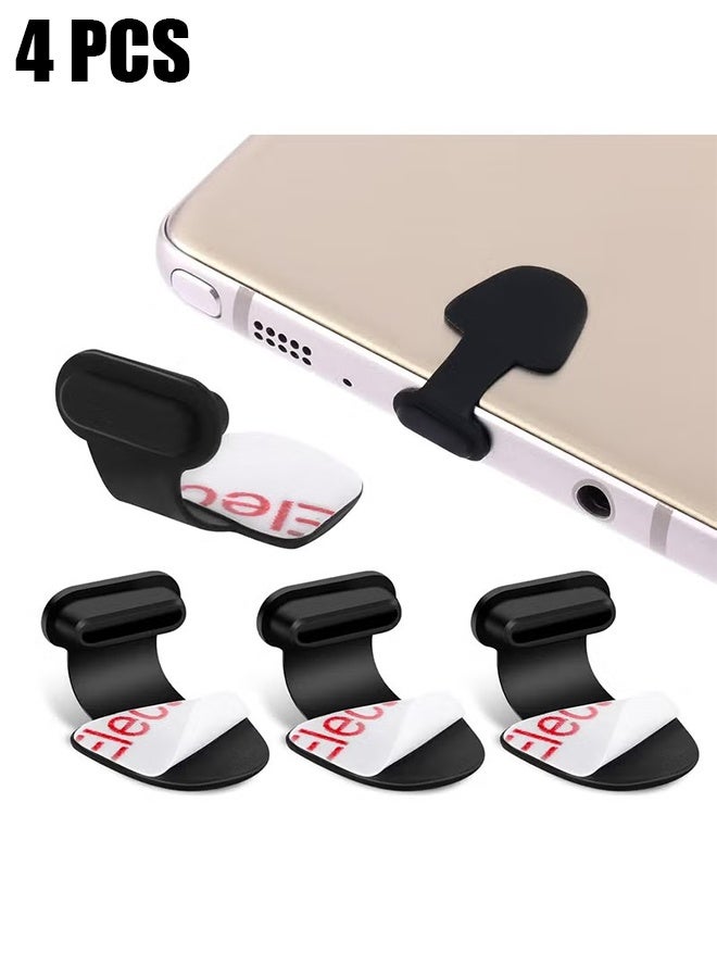 HY 4 Packs Type C Dust Plugs, Black Silicone USB C Port Protectors for Laptops, Smartphones - Image 1