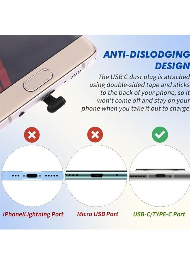 HY 4 Packs Type C Dust Plugs, Black Silicone USB C Port Protectors for Laptops, Smartphones - Image 3