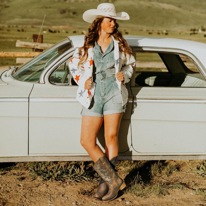 Choiran Brown Cowboy Boots for Women - Embroidered Cowgirl Carter Outfits Boots Western Mid Calf Cowboy Carter Fashion Chunky Heel Pointed Toe Country Boot 8 - Image 3