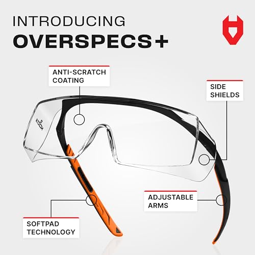 NoCry Safety Glasses That Fit Over Your Prescription Eyewear. Clear Anti-Scratch Wraparound Lenses, UV400 Protection, ANSI Z87 & OSHA Certified. Use in the Lab, Travelling, Black & Orange (10-pack) - Image 2