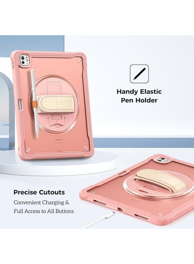 Procases Rugged Case For Ipad Pro 13" 2024 M4 Ipad Pro 13" 7Th Gen Case Heavy Duty Shockproof Rugged Cover With Hand Strap 360 Degree Rotatable Kickstand Protective For Ipad Pro 13" Pink - Image 3