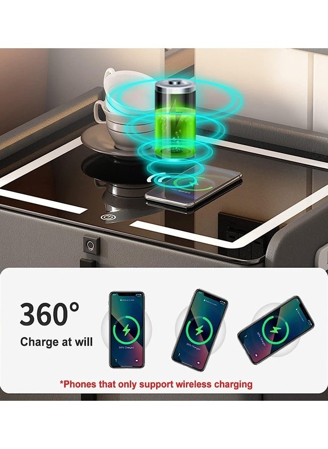 Generic - Nightstand with Wireless Charging Station, USB Charging and Adjustable LED Lights, Fingerprint Lock and Speaker, Night Stand with 3 Sliding Drawers Bedside Table Tempered Glass Tabletop Bedside - Image 1