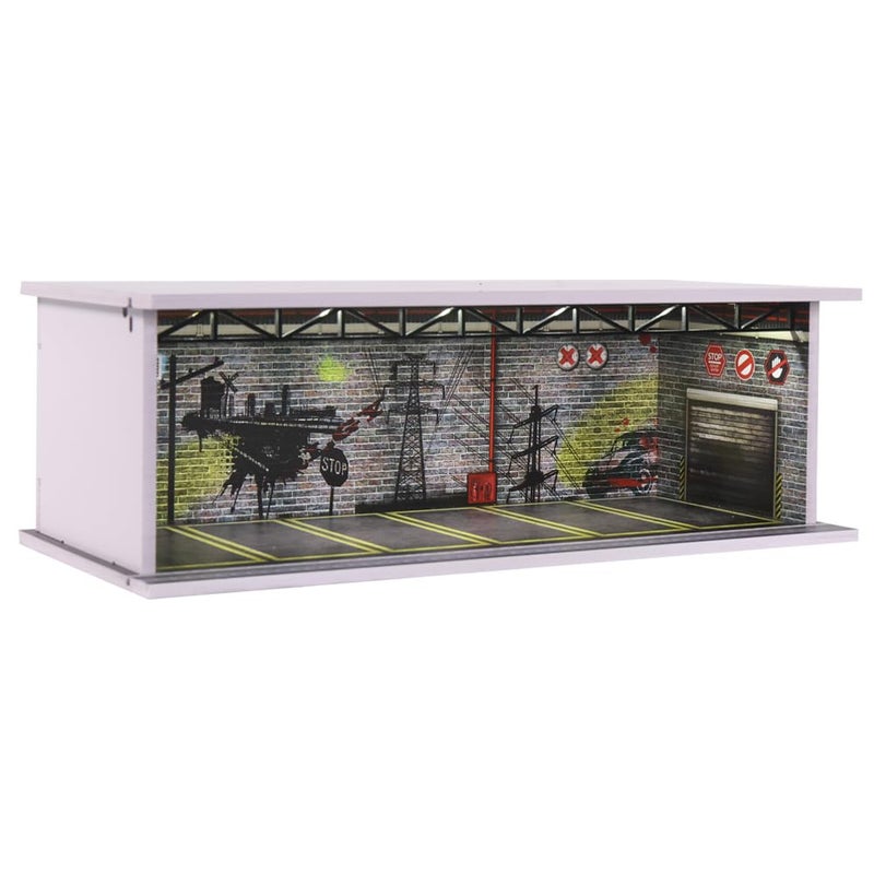 G-FANS 1/64 Hot diecast Wheels Cars Display case - 1/64 Scale Model Cars scenarios Display Box with LED Light and Acrylic Cover, Scenes Parking lot Diorama Storage Garage 6 Parking Spaces (Industry) - Image 1